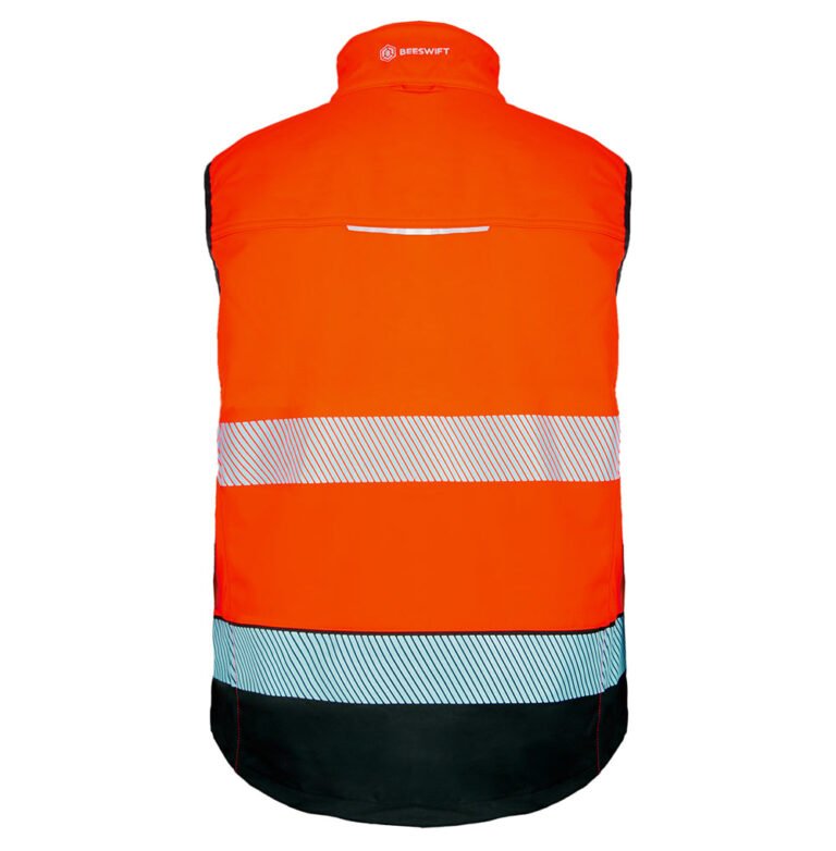Beeswift Deltic Dviejų spalvų Hi-vis Softshell darbinė liemenė darbui geležinkelių sektoriuje (oranžinė/juoda)