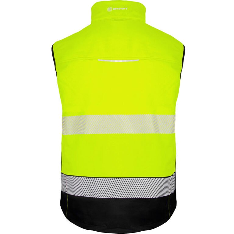 Beeswift Deltic Dviejų spalvų Hi-vis Softshell darbinė liemenė darbui geležinkelių sektoriuje (Saturno geltona/tamsiai mėlyna)